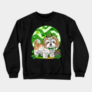 Shih Tzu Leprechaun St Patricks Day Cute Irish Dog Crewneck Sweatshirt